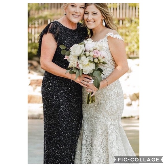 Adrianna-Papell NAVY long beaded Gown 💫💃 - Picture 4 of 6